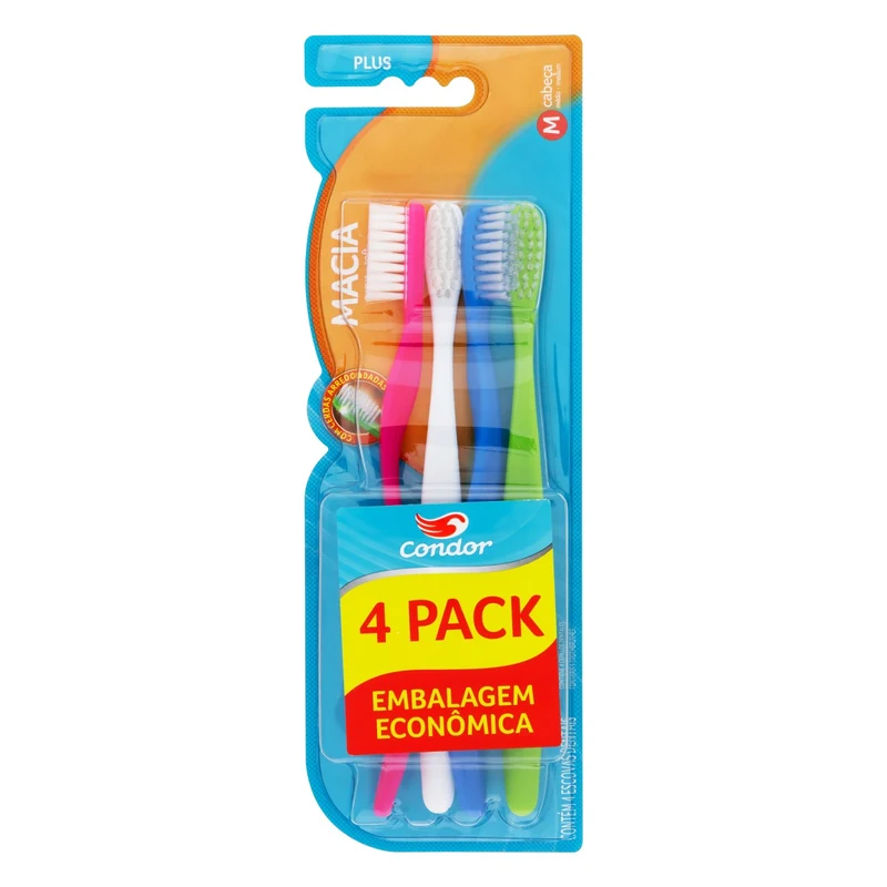 ESCOVA DENTAL CONDOR PLUS 4 PACK C/4 8118-0
