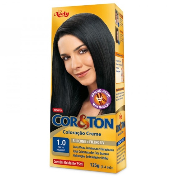 TINT COR & TON  1 PRETO AZULADO 50G