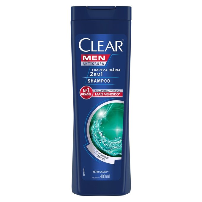 SHAMP CLEAR MASC LIMP DIARIA 2EM1 400ML