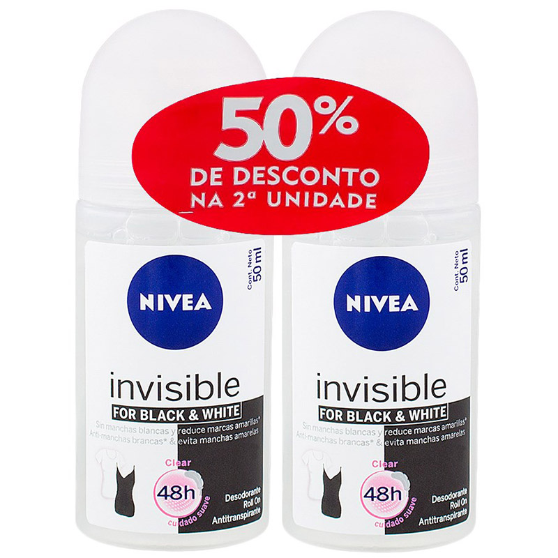 NIVEA ROLL-ON FEM INVISIBLE CLEAR 50ML C/2