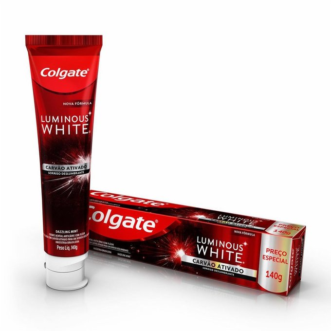 CRE DENT COLGATE LUMINOUS WHITE CARVAO 140G