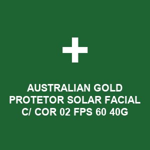 AUSTRALIAN GOLD PROTETOR SOLAR FACIAL C/ COR 02 FPS 60 40G