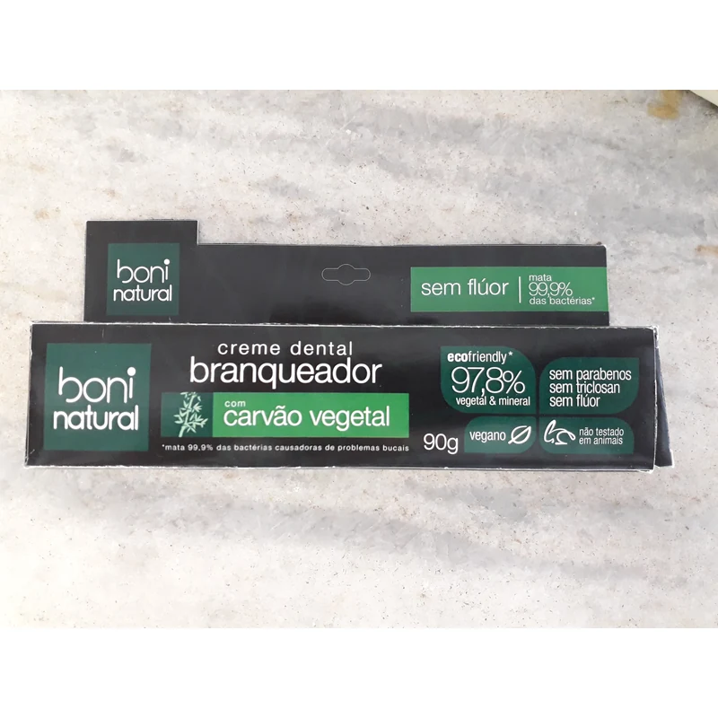 CREME DENTAL BONI NATURAL  BRANQUEADOR MENTA E CARVÃO VEGETAL