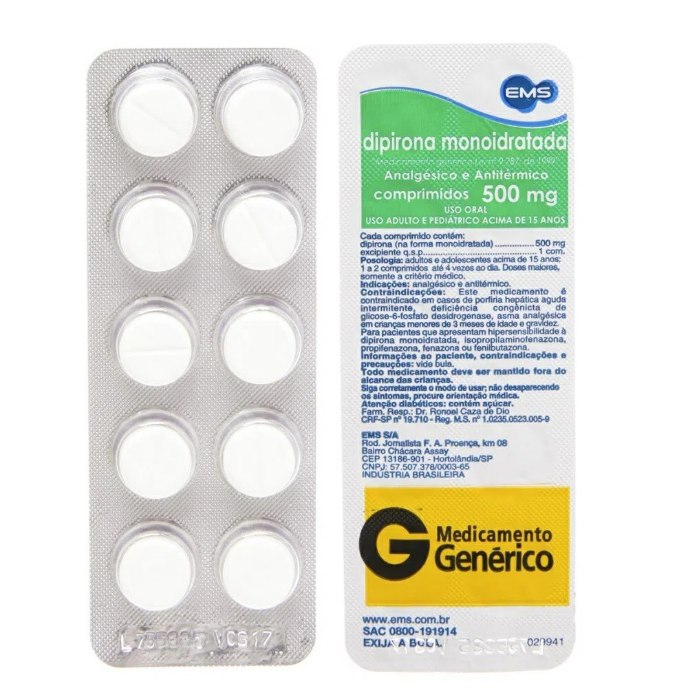 DIPIRONA GEN EMS  500MG 10 COMP