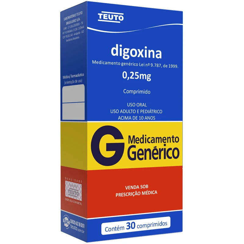 DIGOXINA 0,25MG GEN TEUTO C/30 COMP