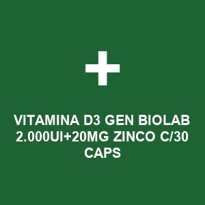 VITAMINA D3 GEN BIOLAB 2.000UI+20MG ZINCO C/30 CAPS