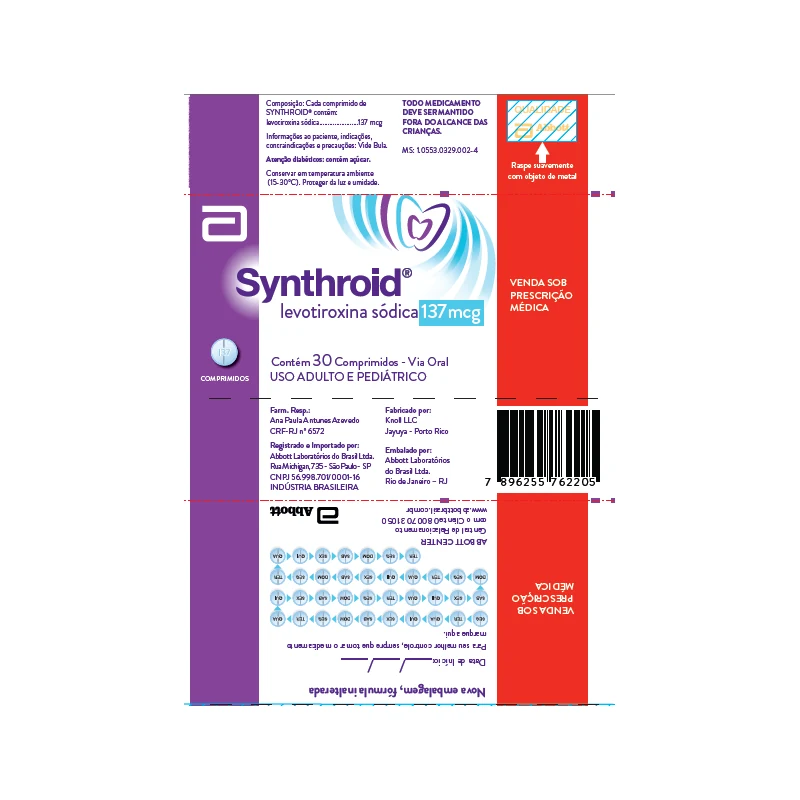 SYNTHROID 137MG C/ 30COMP